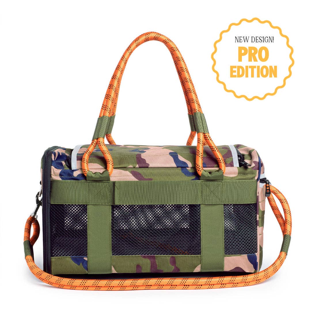 ROVERLUND - OUT-OF-OFFICE PET CARRIER PRO EDITION: BLACK CAMO / BLACK / LARGE - UP TO 25LBS